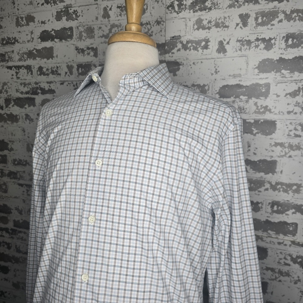 Ermenegildo Zegna‎ Shirt Mens XL Multicolor Plaid Point Collar 100% Cotton L/S